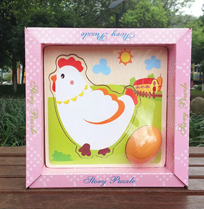 New wooden toy Hen chicks grow chickens lay eggs multilayer puzzle