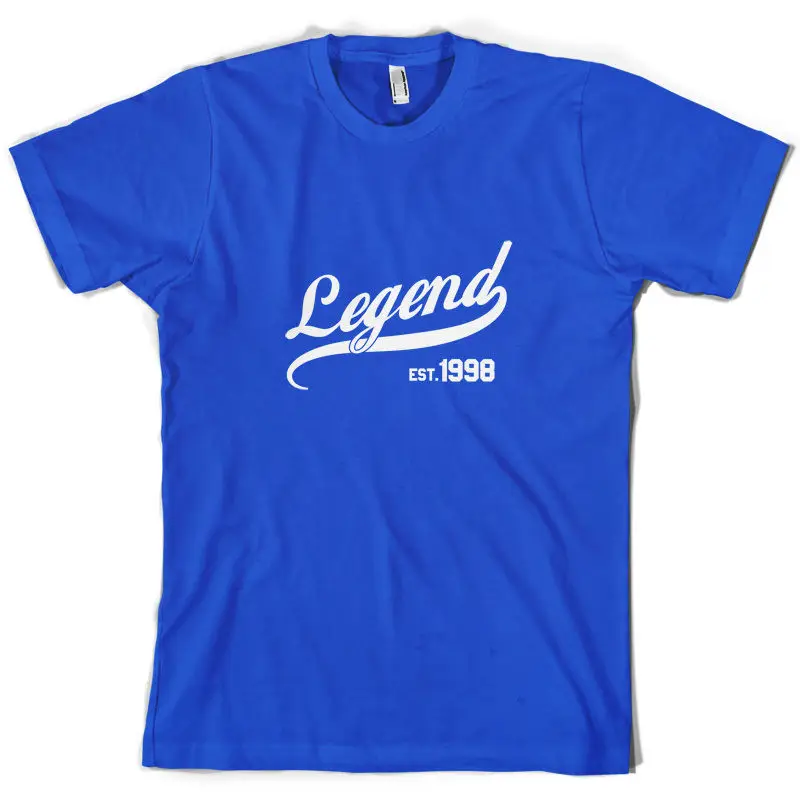 Legend Est 1998 Мужская футболка 10 цветов подарок на 20 й день рождения Подарочная с