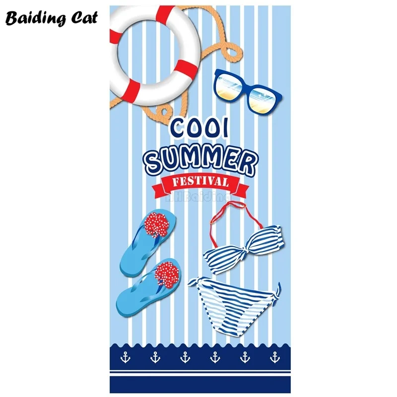 

Summer Women Men Beach Towel Microfiber Bath Towels Blue Bikini Swimming Ring Pattern Towel Rectangle Seaside Shawl 150*70cm