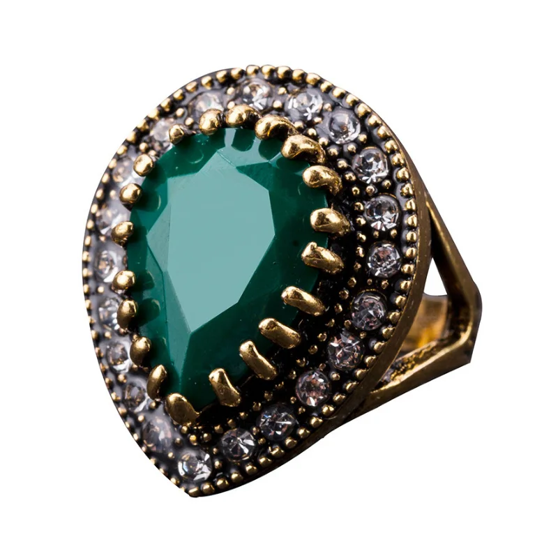 

New Retro Large Resin Ring Bohemian Style Men And Women Ring Wholesale