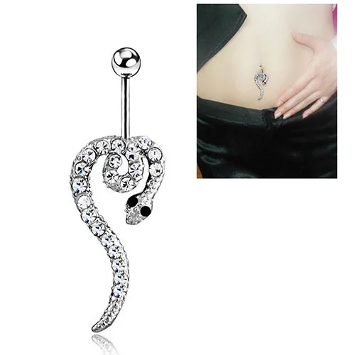 

24PCS Hot Sale Women's Crystal Snake Charm Navel Belly Ring Studs Body Piercing Jewelry Gift 7EQ2