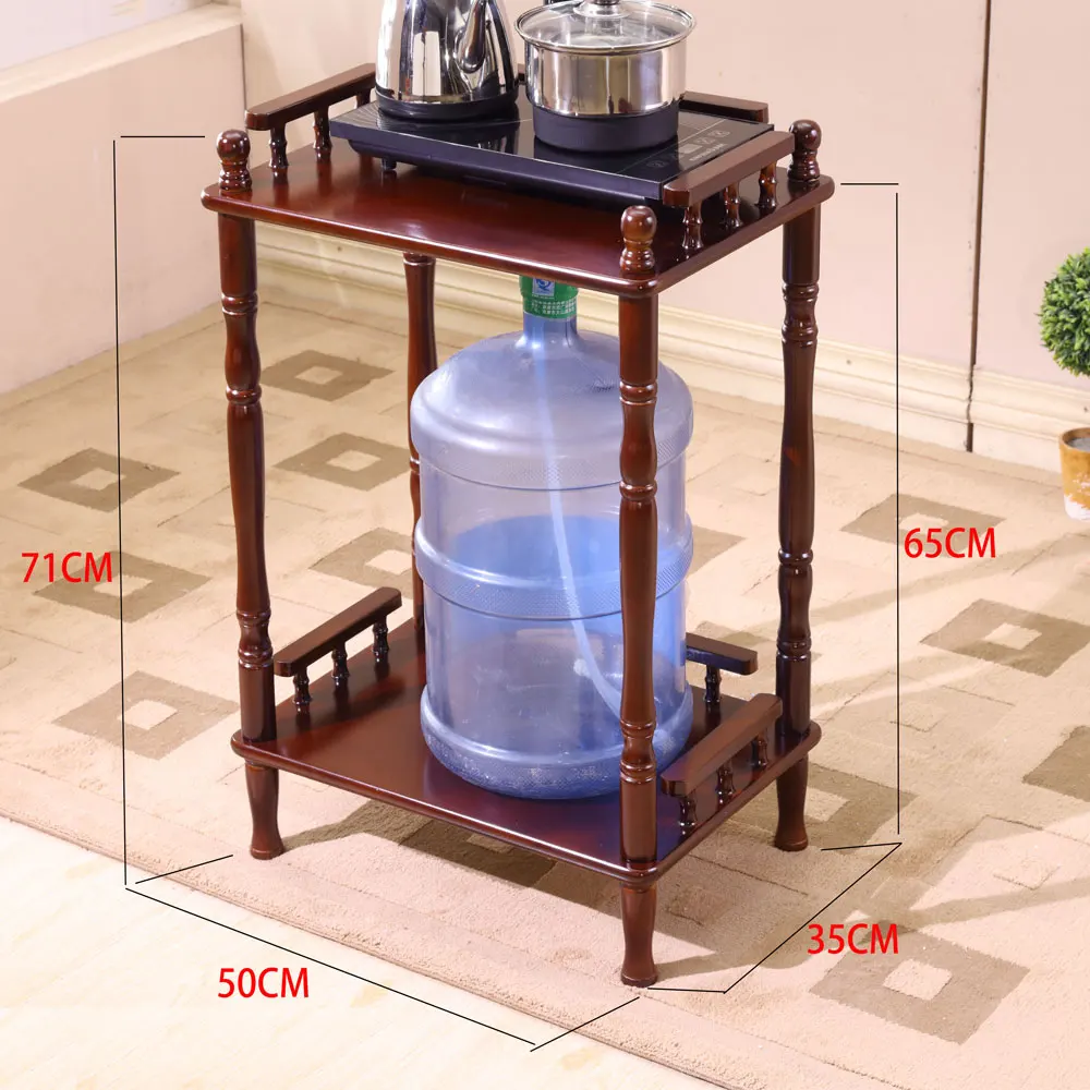 Wood Tea Table Wheeled brake Round square small coffee table sofa side table edge corner simple chess wood living room furniture