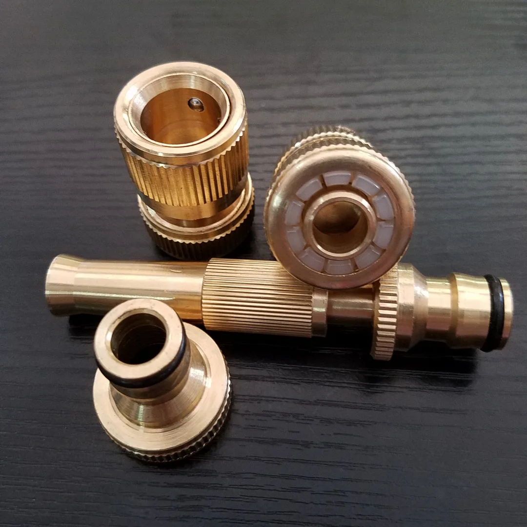 4Pcs x Garden Brass Hose Pipe Fitting Set Tap Quick Connectors & Spray Nozzle