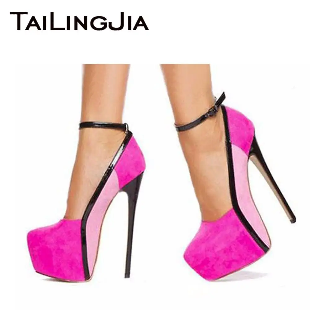 

Women Mixed Color Fashion High Heel Pumps Supper Sky High Heel Woman Party Evening Plus Size Buckle Comfy Shoes Free Shipping