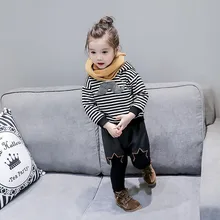 2018 Baby Girls Stripe Hooded Sports Sweater Pullovers Sport Wear Children Sweatshirts Long Sleeve Outwear Free Shipping