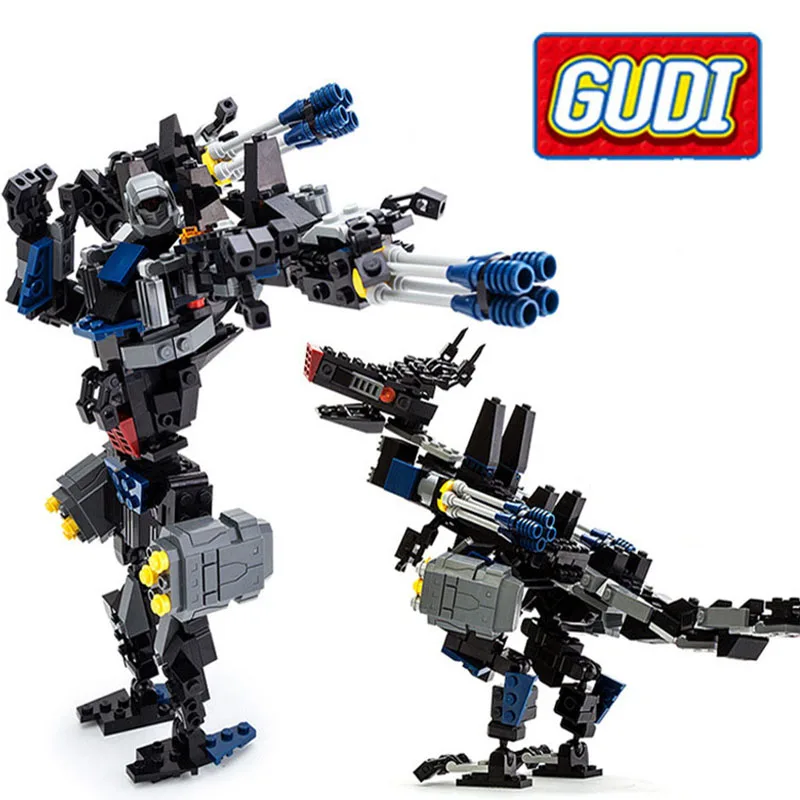 

GUDI 299PCS Blocks Building Blocks Set Model Bricks Transformation Robot Legoingly Dinosaur learning Toys for Children