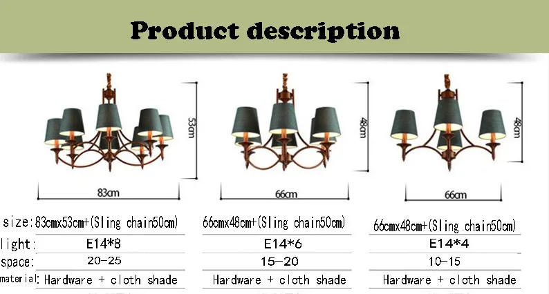 Прямая продажа с фабрики роскошные Кантри Стиль Ткань люстры Гостиная украшения столовая/спальня/гостиная освещение