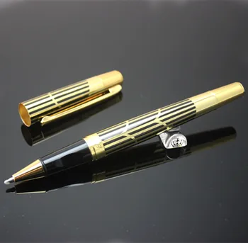

Black Gold Clip Rollerball Pen Gel Black Ink Medium Refill Good Writing Ballpoint Pen Luxury Business Gift Pens with A Pen Box