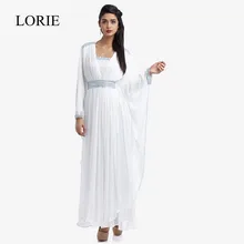 Neue Abaya Stil Muslimischen Abendkleid 2017 Vestido Kaftan Dubai Weiß Plus Größe Langarm-prom Kleider Türkische Party Kleider