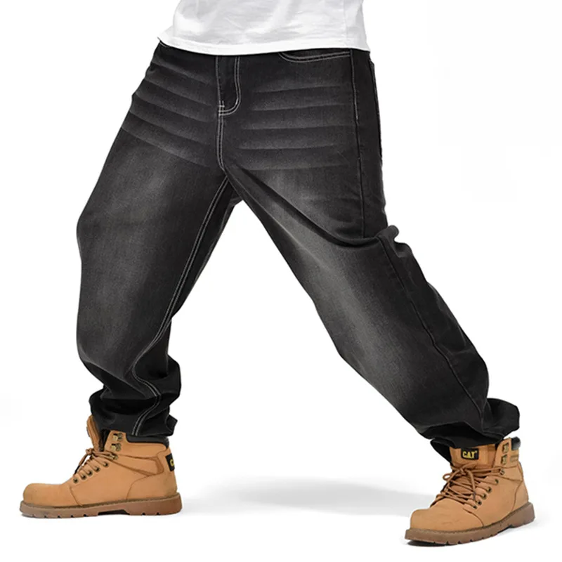 

NEW Fashion Men's Jeans Hip Hop Men Loose Jeans Hip Hop Jeans Baggy Long Trousers Black Male Bottoms Plus size