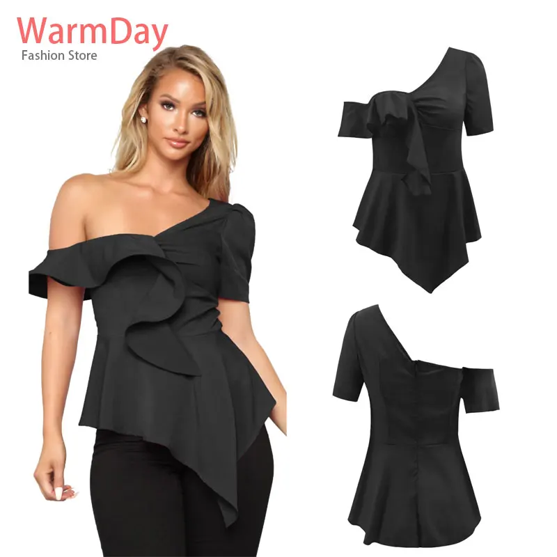Warmday 2019 летние женские рубашки короткий рукав шифоновый с открытыми плечами