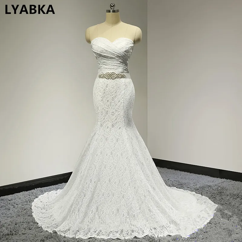 2017 г. Лидер продаж Элегантный Милая Белое кружево дешевые свадебные платья