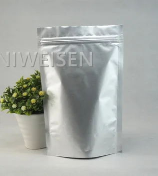 

9x13cm 100pcs Reclosable Stand up pure aluminium zip Lock bags,Silvery white Metallic purely foil plastic pouch zipper gril Seal