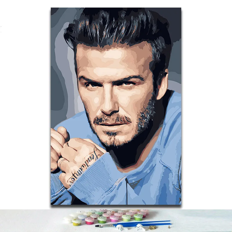 ##BUY DIY figure colorings paintings by numbers Mr. Football star Beckham pictures painting drawing as gift to friends