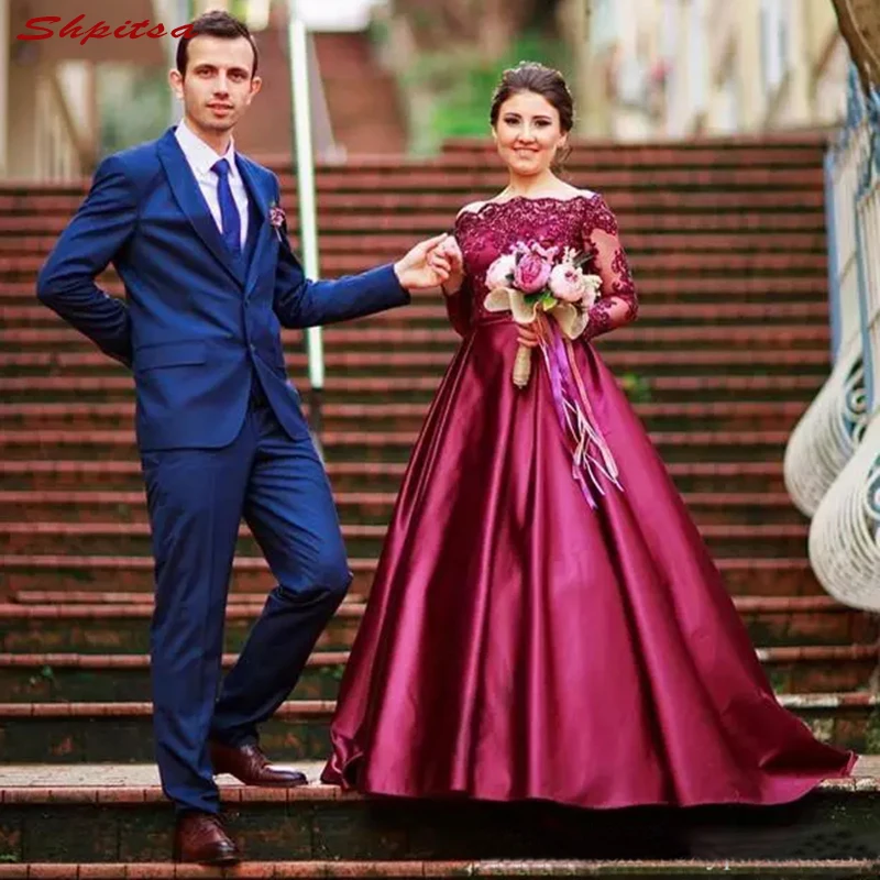 Bourgondië Lange Mouwen Moeder van de Bruid Jurken voor Bruiloften Lace Prom Avond Bruidegom Diner Jurken 2018 Bourgondië Lange Mouwen Moeder van de Bruid Jurken voor Bruiloften Lace Prom Avond Bruidegom Diner Jurken 2018