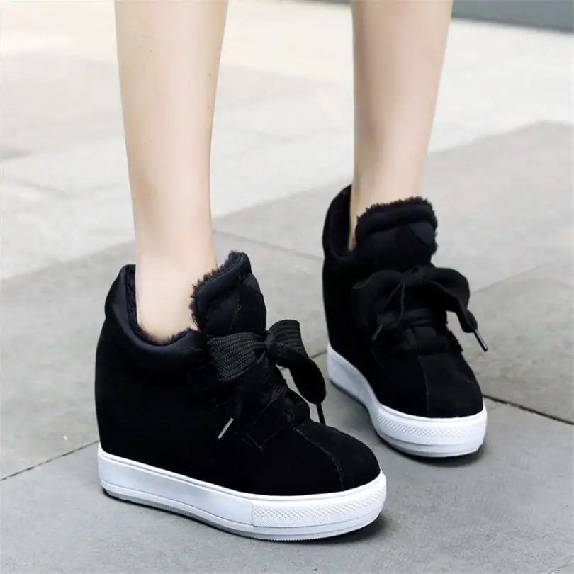 

NAYIDUYUN Women Faux Suede Wedges High Heel Riding Boots Winter Warm Platform Snow Boots Punk Sneakers Casual Oxfords Shoes