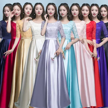 

2020 New Women Solid Full Length Qipao Elegant Wedding Bridesmaid Dress Robe Demoiselle D'honneur Sexy Cotton Vestidos XS-XXL