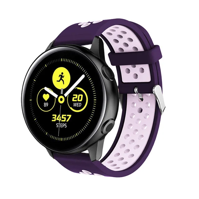 Силиконовый ремешок для часов samsung Galaxy Watch Active Band Galaxy 42 мм ремешок S2 gear мягкий спортивный 20 мм смарт-браслет ремешок для часов - Цвет: Purple pink