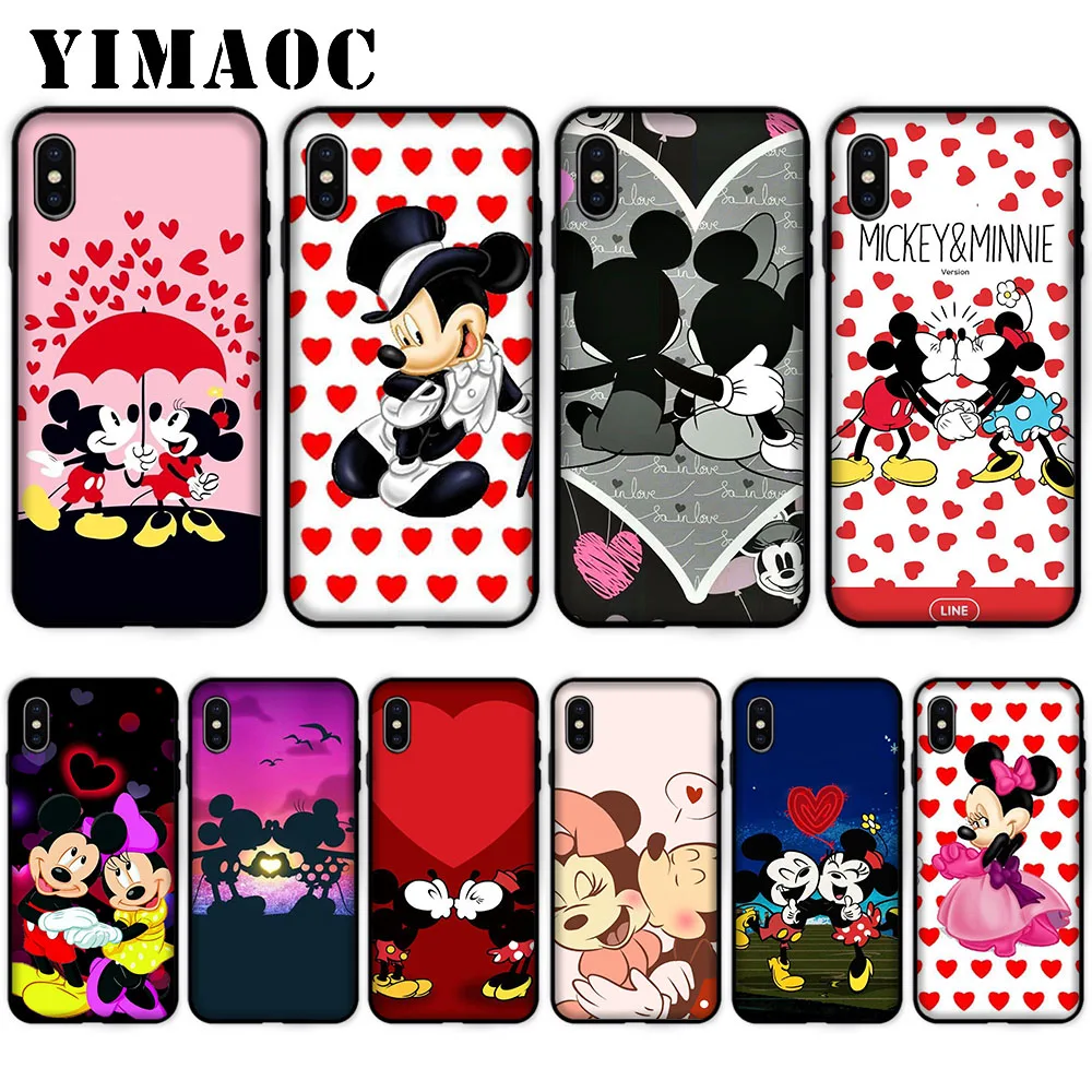 

YIMAOC Love Mickey Minnie Mouse Soft Case for iPhone XS Max XR X 7 8 6 6S Plus 5 5S SE