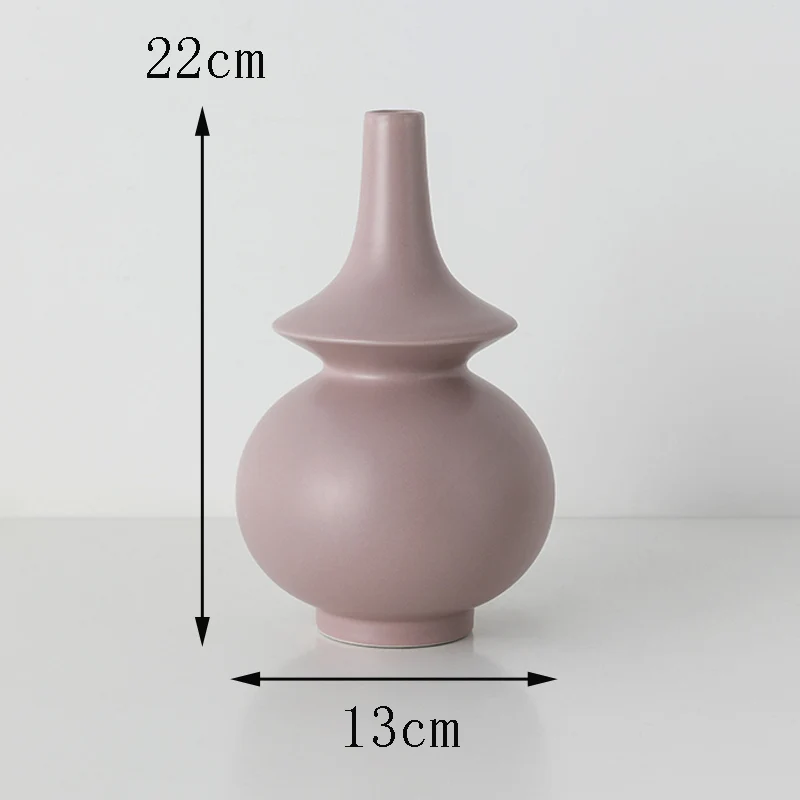 Europe Ceramic Vase Small Mouth Flower Arrangement Decoration Vases Tabletop Crafts Vases Home Decoration Wedding Gifts - Color: M02