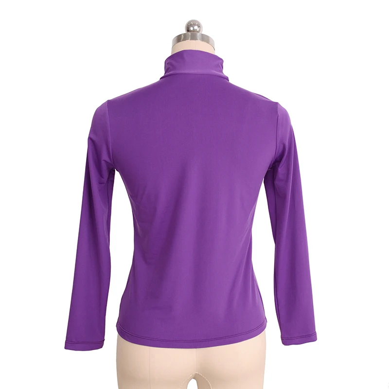 Figure Skating Top Girl Female Adult Training Skating Gymnastics Warm Nylon SpandexT-Shirt Black Purple White