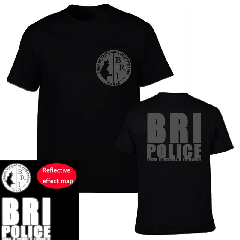 

France Special Elite Police Forces T-shirt Unit GIGN Raid BRI T Shirt T Shirt Men Cotton Short Sleeve Reflective Design Tees Top