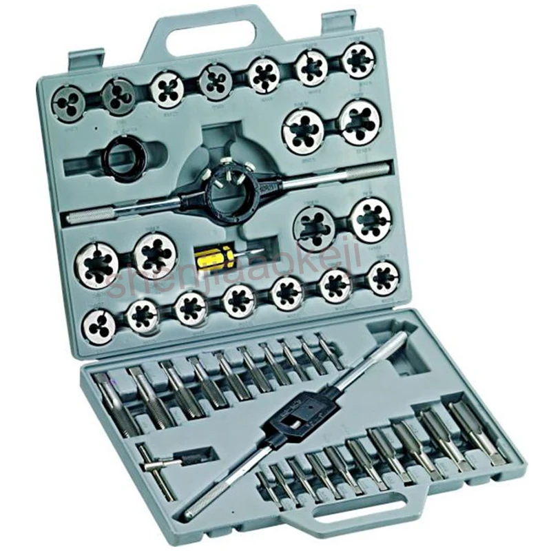 45 pc/set 1/4" 1" Tap and Die Set Inch Hand Screw Taps Alloy Steel