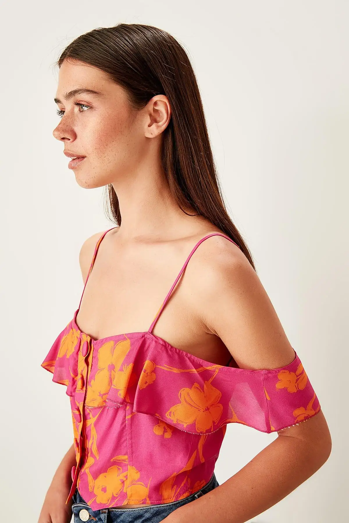 Trendyol Fuchsia Button Detail Bluz TWOSS19XM0254