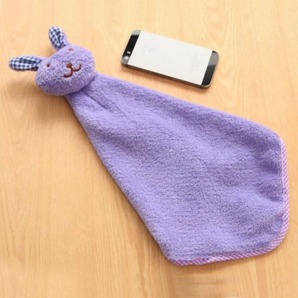 1 шт. 5 цветов детское полотенце для рук с мультяшным кроликом мягкое плюшевое полотенце для ванной - Цвет: Фиолетовый