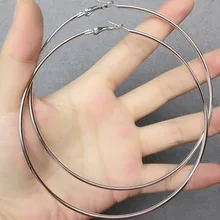 Pendientes de aro Circel de gran tamaño de 4 "para mujeres Pendientes de aro redondos grandes de plata de oro caliente 2018 Brincos Pendientes aros de mujer oreja(China)