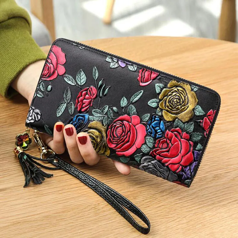 2020 novo 3d rosa flor carteiras feminino