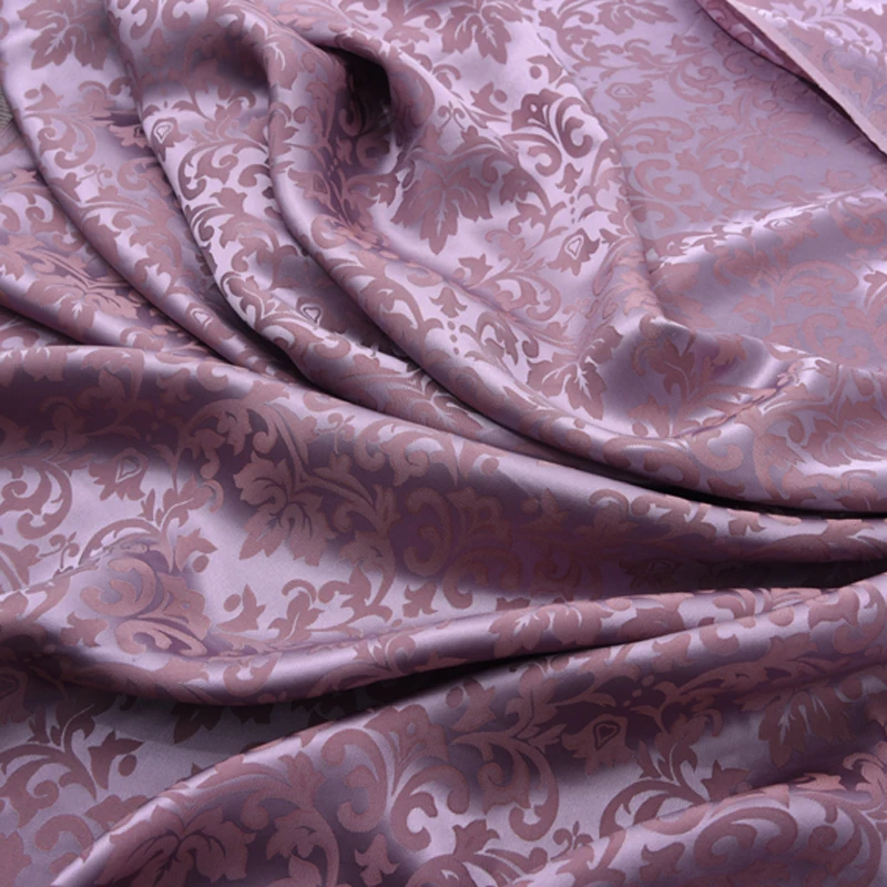 

114CM Wide 25MM Floral Jacquard Gray Purple Silk Rayon Fabric for Summer Spring Pants Jacket Dress Bedding H228