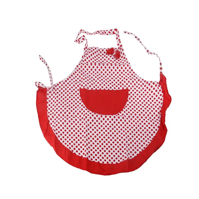 

LUOEM Polka Dotted Bowknot Decor Halter-neck Style Sleeveless Women's Kitchen Cooking Apron with Pocket (Red)