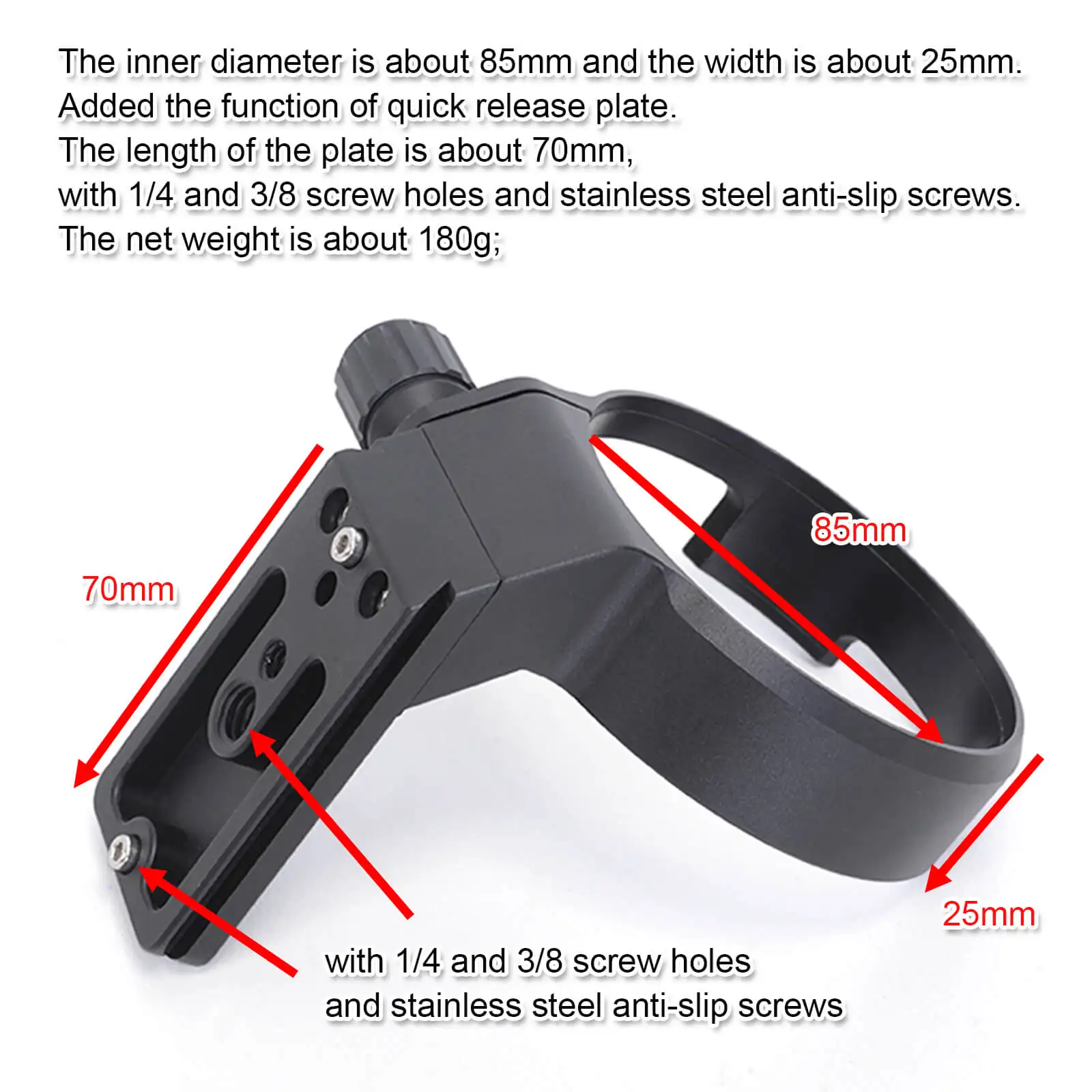 Tripod Mount Ring Lens Collar with Quick Release Plate for Sigma 85mm f/1.4 DG HSM Art Lens (for Canon EF, Nikon AF, Sony E)