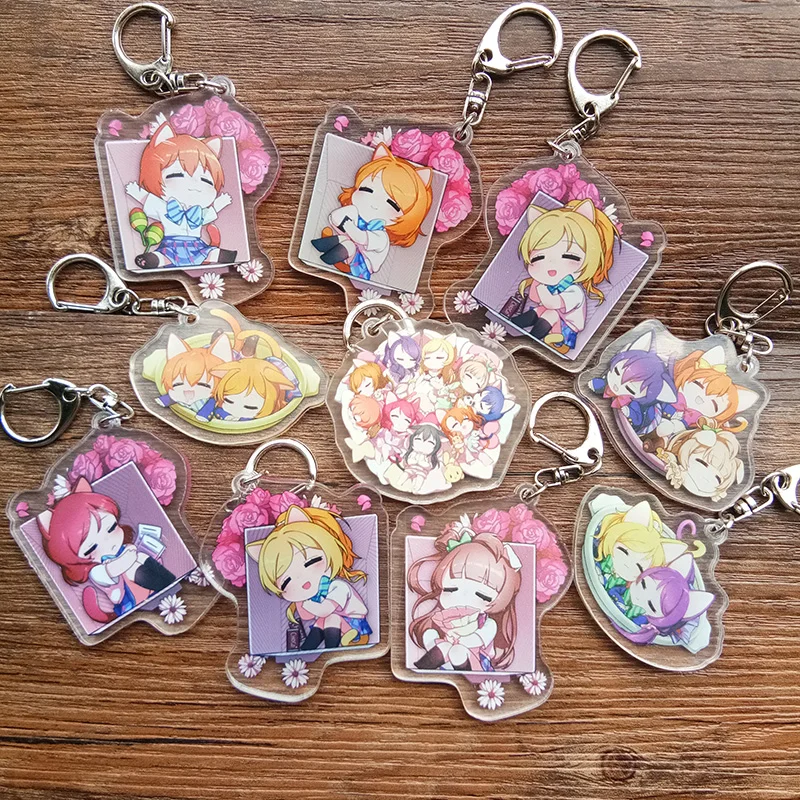 6 см аниме брелок LoveLive Love Live Kotori Minami Nico Sleepy GirlSupr милый животный двусторонний принт