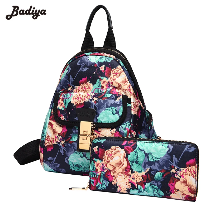 

Lovely Floral Print Oxford Backpack for Women Fashion School Bags Teenager Girls Composite Bags Travel Small Pack Bolsa Feminina