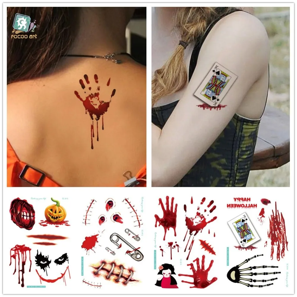 Rocooart 5 Gaya Halloween Cosplay Joker Sementara Tato Stiker Body