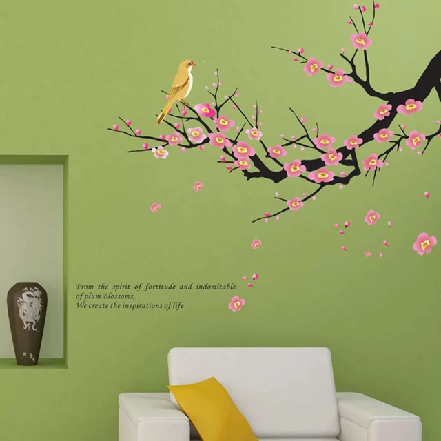 45*60cm diy plum flower blossom wall stickers hall wallpaper floral