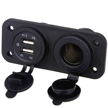 

12V Auto Vehicle Cigarette Lighter Car Charger Socket Dual USB Tractor Adapter Charger Digital Voltmeter for Car Boat Motocycle