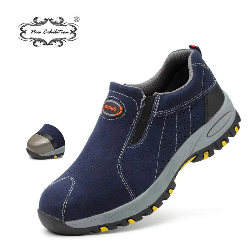 

New exhibition Men Safety Shoes Steel Toe Anti-smashing 2019 Casual Breathable anti-puncture slip Men's Labor work safety Boots