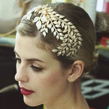 Vintage accesorios de boda nupcial oro hoja corona de aleación peinetas Tiara para novia pelo pedazo principal de la joyería