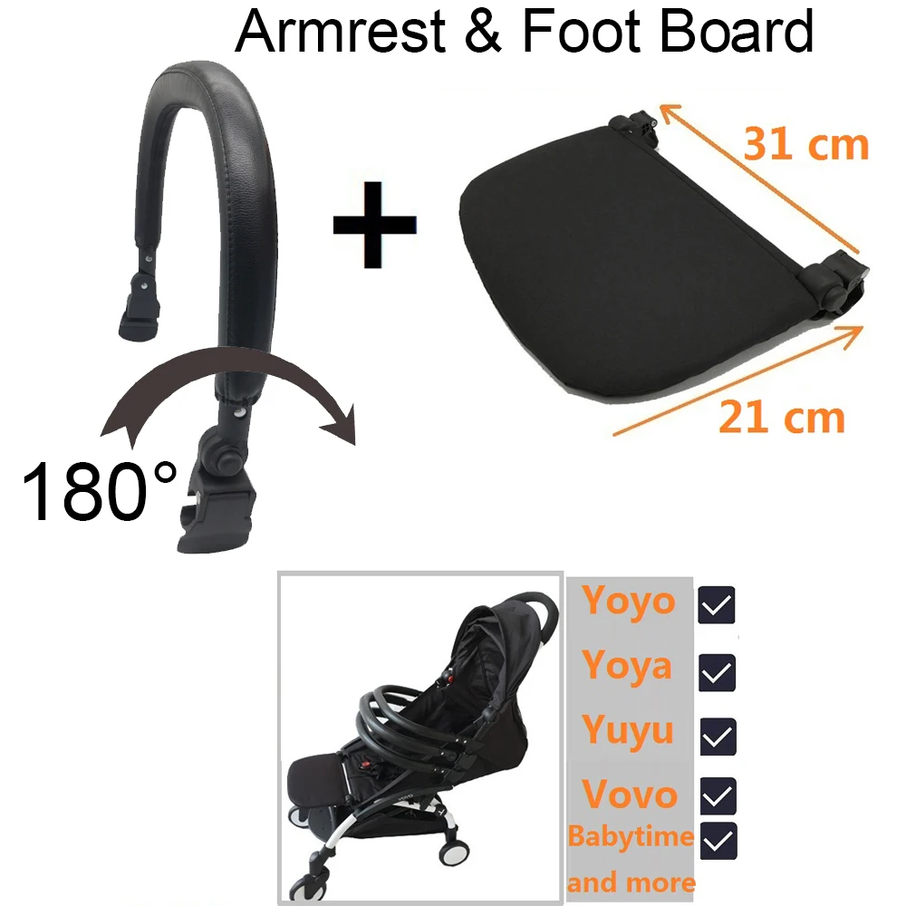 

3pcs/set Stroller accessories 180 adjustable leather armrest extend fooboard and hook fit babyzen yoyo yoya babysing Pram bumper