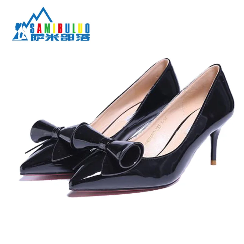 

2016 popular butterfly orament women pointed toe thin low heel pump female all match OL shoe