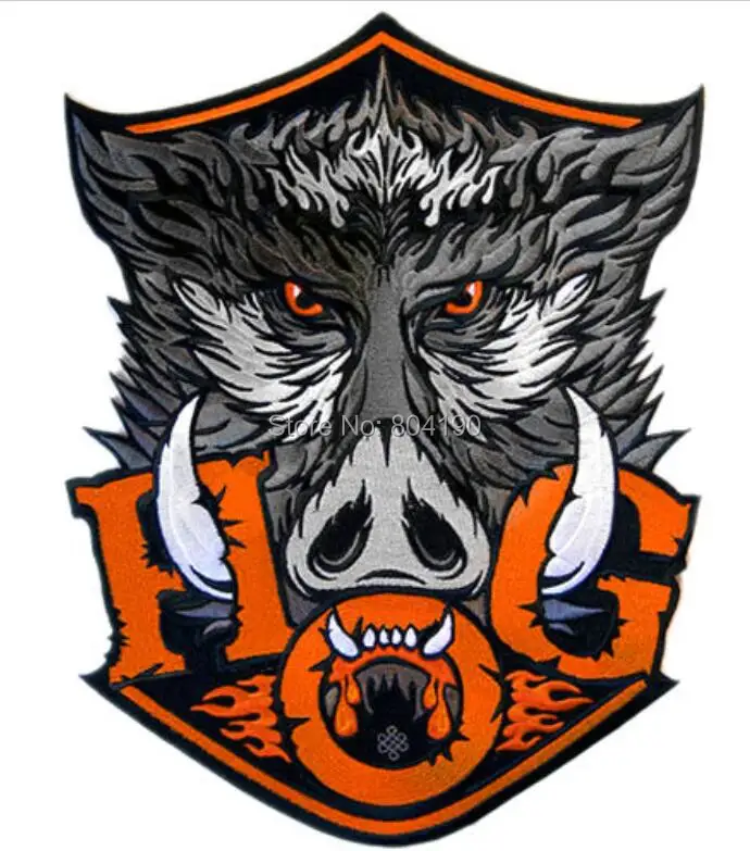 12" HOG WILD BOAR HEAD PATCH MOTORCYCLE OWNER BIKER LEATHER BIKER VEST