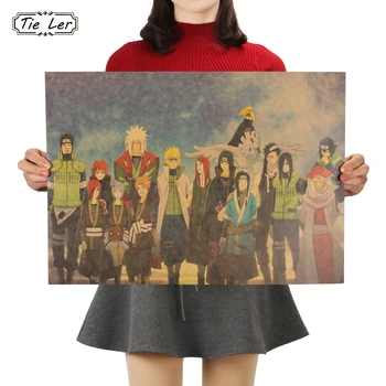 

TIE LER Naruto A Style Classic Japanese Cartoon Comic Kraft Paper Bar Poster Retro Poster Decorative Painting 51.5x36cm