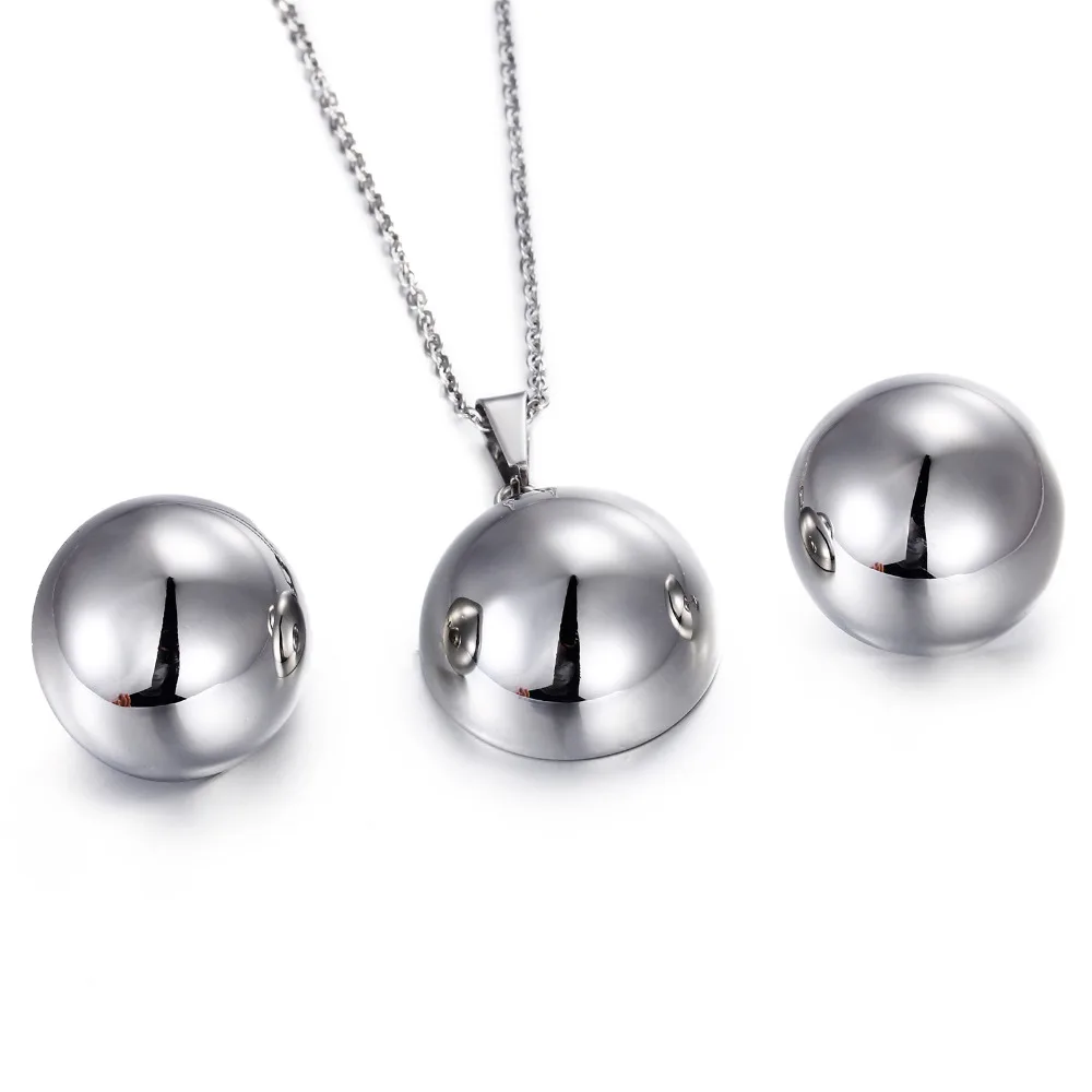 Female Fashion Silver Color Jewelry Set Quality Stainless Steel Ball ...