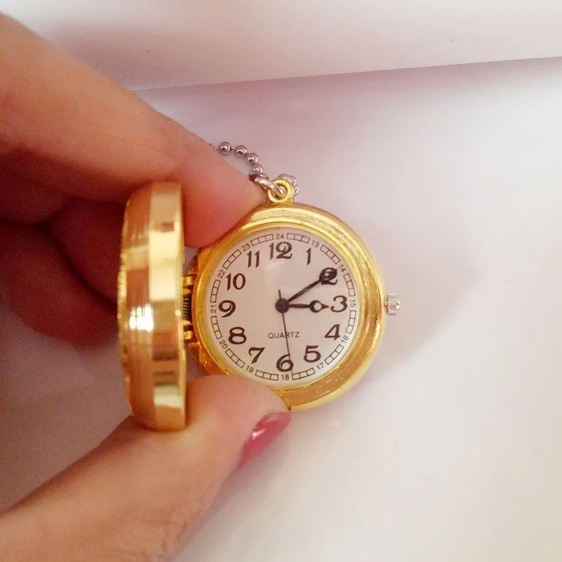Дисней Принцесса мультфильм гироскоп поворот ожерелье часы девочка мальчик Замороженные Эльза часы подарок студенческие карманные часы