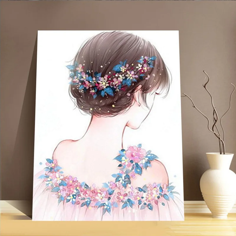 

Flower Fairy Diamond Painting 5D DIY Cross Stitch Full Round Embroidery Fantasy Girl Resin Mosaic Mural Rhinestones Home Decor