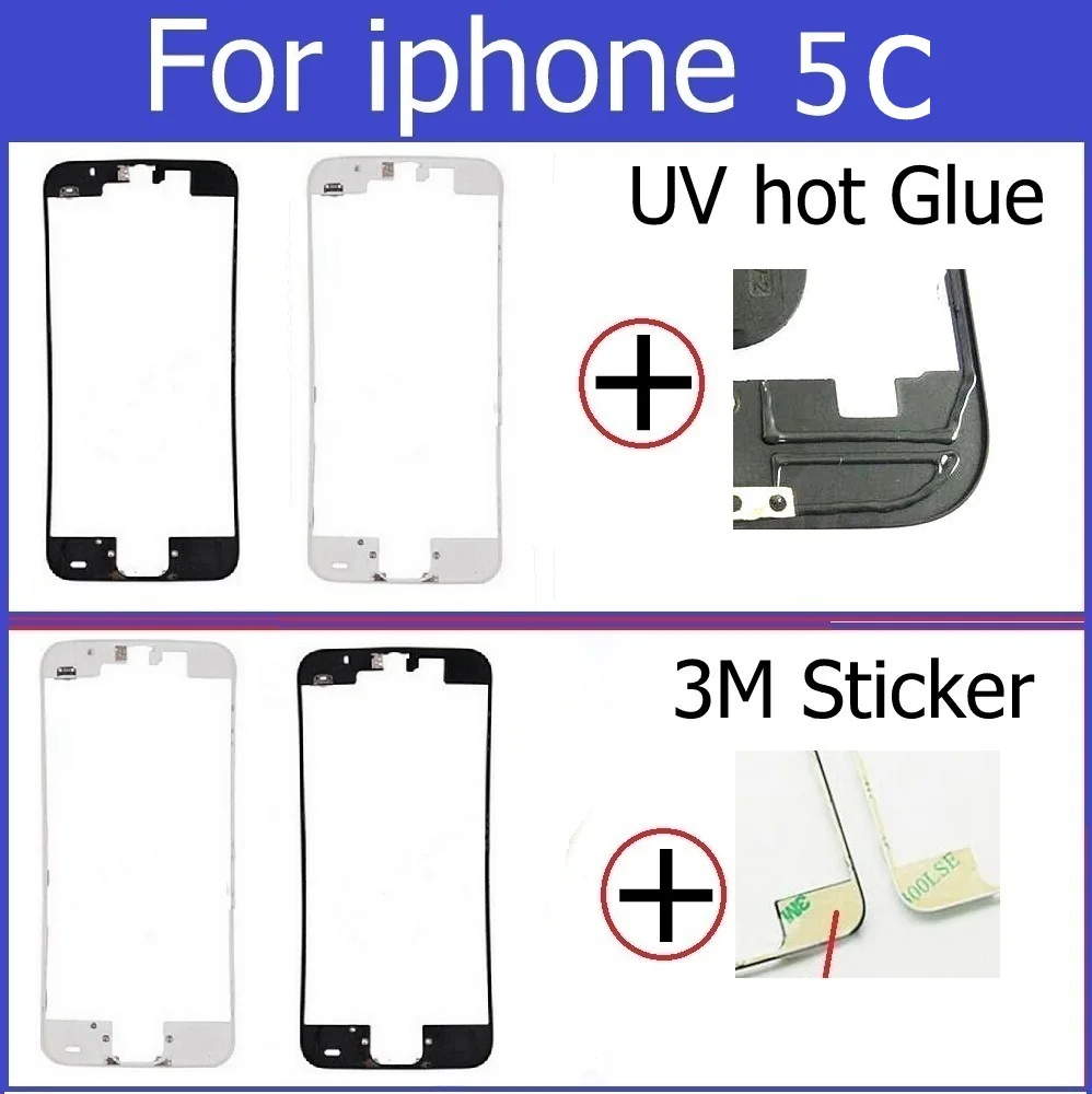 Сенсорный экран Рамка для iPhone 4 4S 5 5S 5c se 6 6s 7 plus Передняя рамка Кронштейн держатель ЖК-дисплей рамка+ 3M клейкой ленты или UV горячего расплава клея