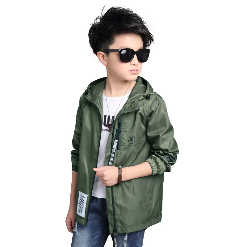 

Boy Trench Jacket New 2019 Long Sleeve Outerwear Kids Windbreaker Boys Children Trench Coat black blue white Outerwear 6-16 Yrs